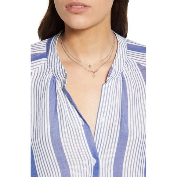Rails Eloise Tristan Striped Button Down Shirt Blue White Womens size medium - Picture 2 of 15